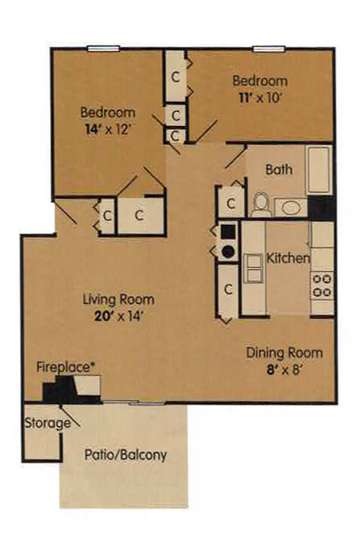 Two Bedroom - 890 Square Feet